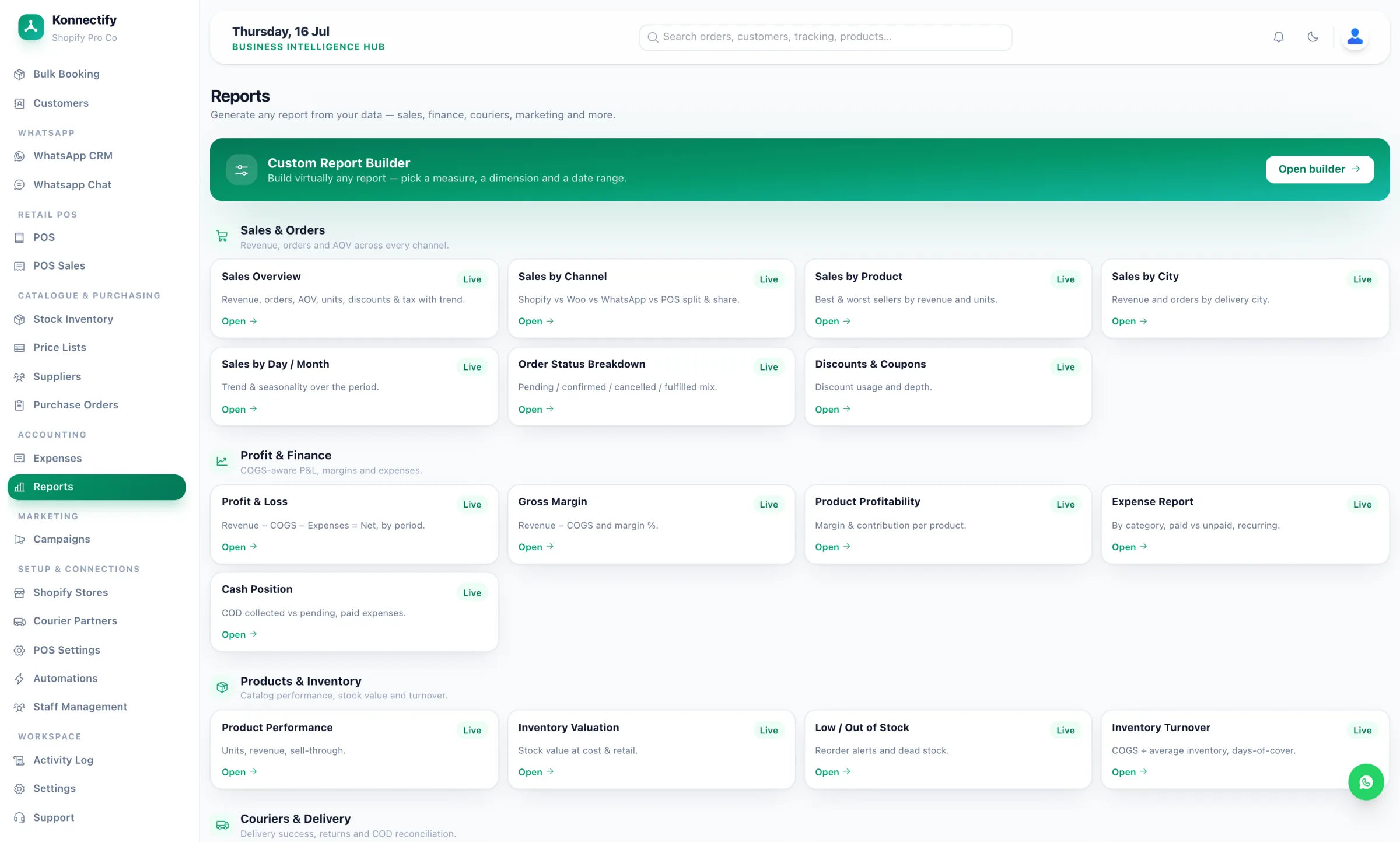 The Konnectify Reports & Expenses screen